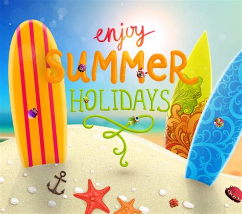 Send this free enjoy your summer! Enjoy tropical summer holidays backgrounds vector 01 ...