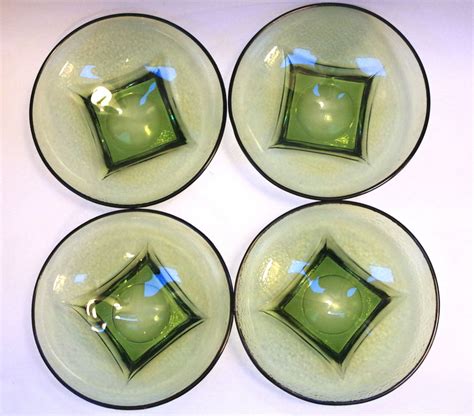 Hazel Atlas Colony Green Glass Salad Bowls Set Of Round Etsy