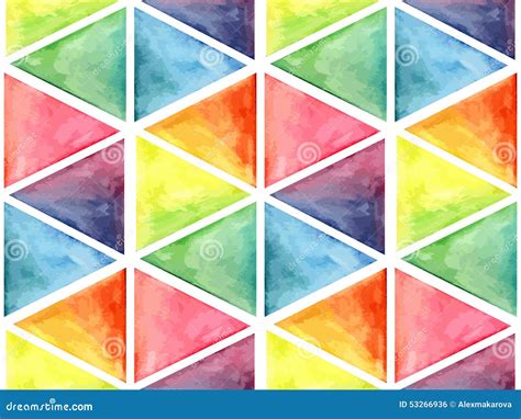 Vector Watercolor Geometric Seamless Pattern With Triangles Stock