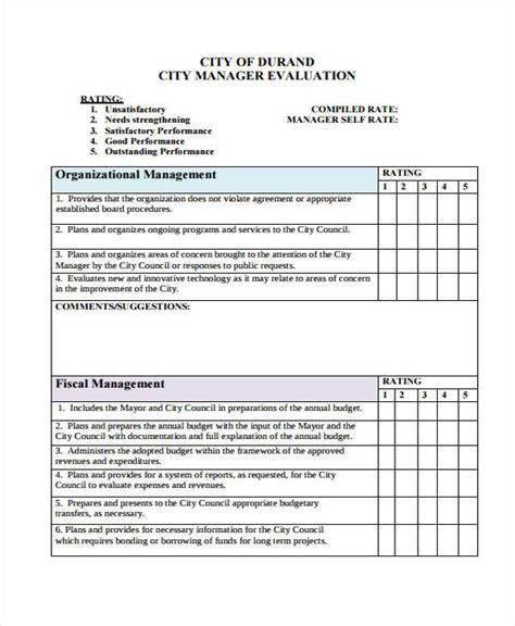 Printable Manager Evaluation Form Printable Forms Free Online