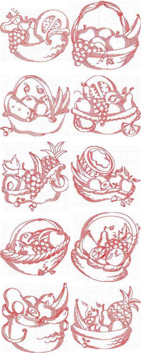 Created in a vintage style, this design is light and open. Machine Embroidery Designs - JN Fruit Baskets Set