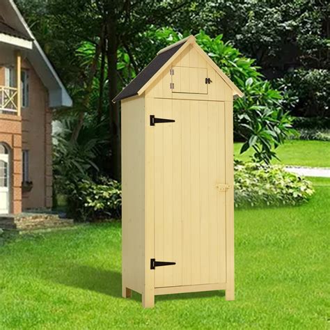 Mcombo Outdoor Storage Cabinet Wood Garden Tool Shed 70 Tall