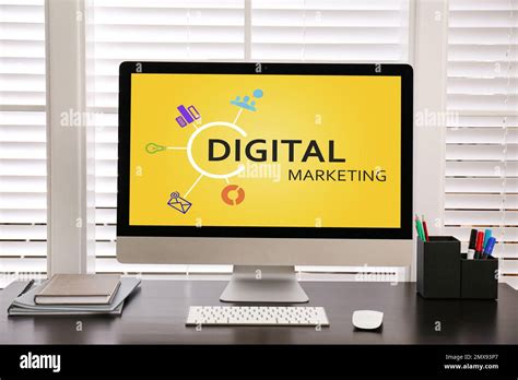 Digital Marketing Concept Workplace With Modern Computer Stock Photo
