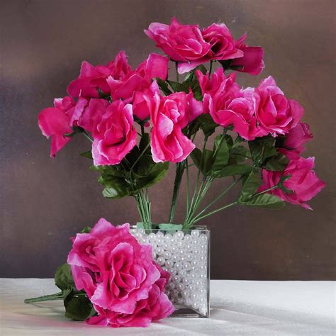 Find wholesale product suppliers great prices! 84 Artificial Silk Open Roses - Fushia | eFavorMart ...
