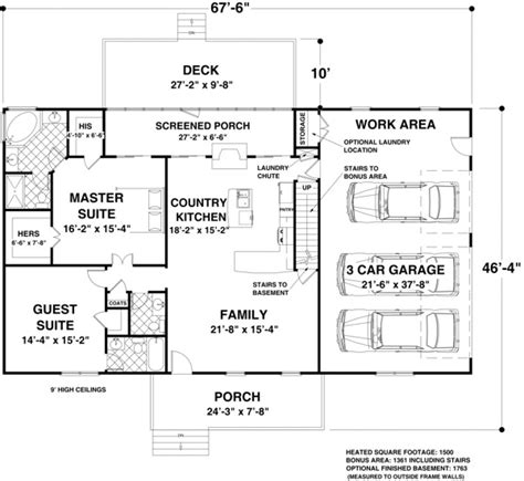 This floor plan also includes a seperate garage with a guest bedroom and bathroom upstairs. House Plan 93480 with 2 Bed, 3 Bath, 3 Car Garage ...