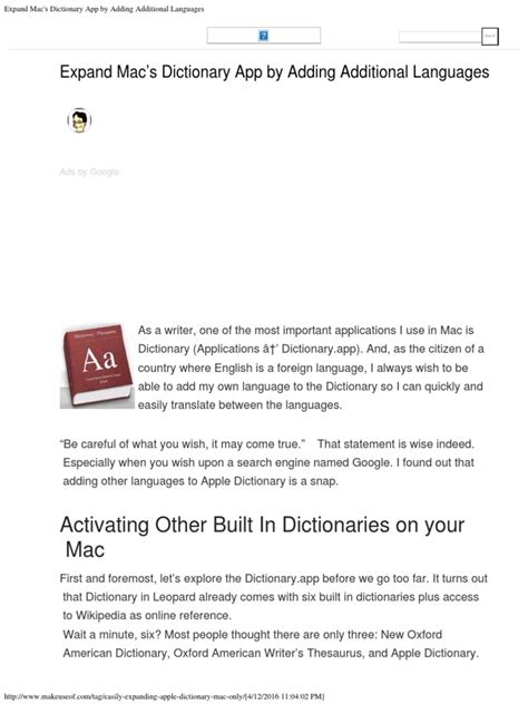 Expand Mac S Dictionary App By Adding Additional Languages Pdf Dictionary Macintosh