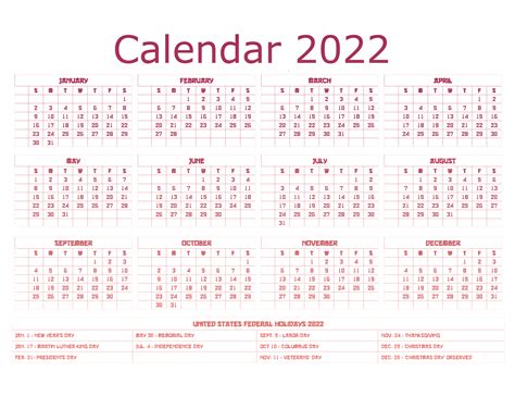 2022 Clipart Calendar