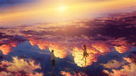 Sunset anime ultrahd wallpaper for wide 16:10 5:3 widescreen whxga wqxga wuxga wxga wga ; Download 1920x1080 Anime Landscape, Beyond The Clouds ...
