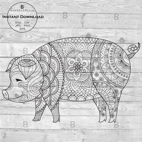 Zentangle Pig Pig Mandala Mandala Style Digital Download Etsy