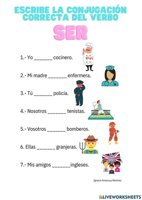 Conjugación Verbo Ser Interactive Worksheet Spanish Language Learning