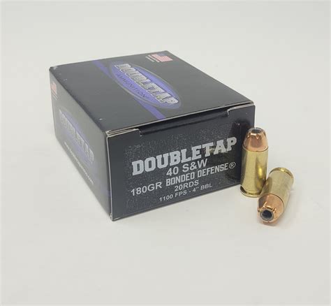 Double Tap 40 Sandw Ammunition Dt40sw180bd20 180 Grain Bonded Defense