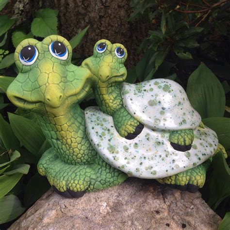 Turtle Garden Decor Slowpoke And Pokey Ceramic Turtles Etsy In
