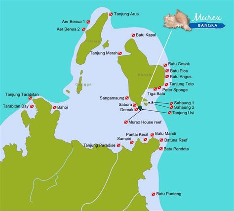 Dive Map With Sites At Bangka Island Bangka Island Dive Resort Map