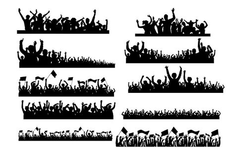 Cheering Crowd Silhouette Graphic By Retrowalldecor · Creative Fabrica