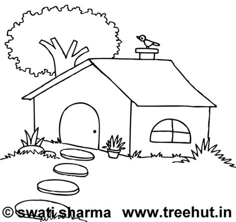 House Coloring pages-1 - TreeHut.in
