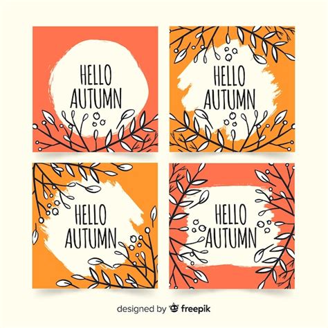 Free Vector Hand Drawn Autumn Card Template Collection