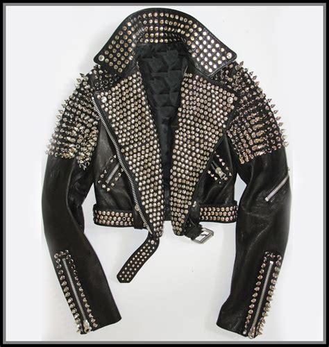 Handmade Men Black Leather Rock Punk Style Studded Biker Jacket