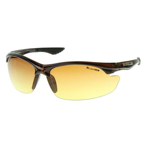 x loop large hd vision eyewear half frame sports wrap sunglasses w amber lens sunglasses hd