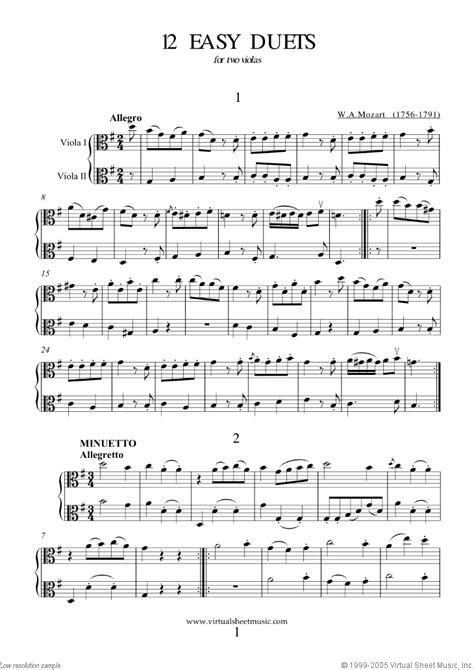 mozart easy duets sheet    violas  interactive