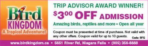 Bird Kingdom coupon - $3 off admission | Trip advisor, Ontario
