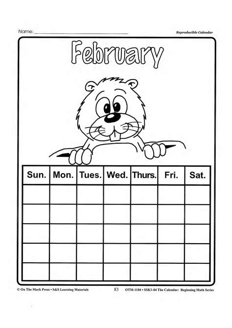 Reproducible Monthly Calendar Pages Grades 1 3