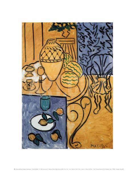 What inspired henri matisse to start painting? 'Interior in Yellow and Blue, 1946' Art Print - Henri ...