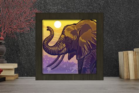 Download Elephant Portrait Light Box Shadow Box - Free SVG Cut Files
