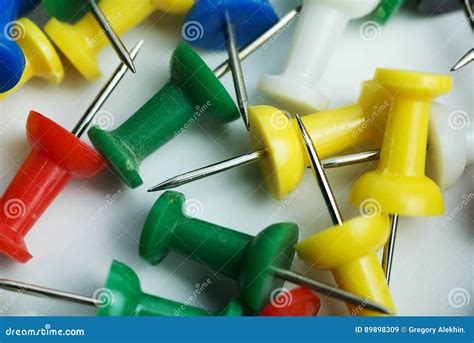 On White Push Pins Stock Image Image Of Metal Clip 89898309