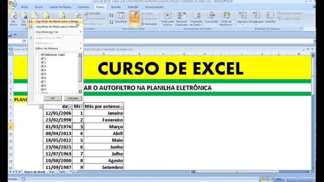 Curso De Excel Como Usar O Autofiltro Na Planilha Para Classificação E