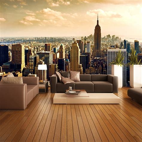 Custom 3d Mural Wallpaper Roll City Views Living Room Sofa Background