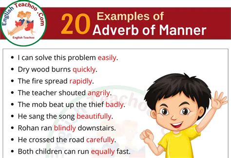 20 Examples Of Adverbs Of Manner In Sentences Englishteachoo