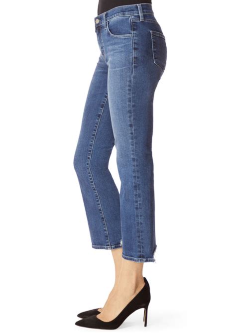 J Brand Selena Mid Rise Cropped Boot Cut Jeans Polaris Destruct