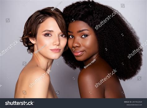 Portrait Two Attractive Nude Naked Women Stock Photo