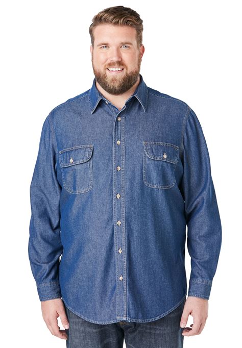 Boulder Creek By Kingsize Mens Big And Tall Long Sleeve Denim And Twill