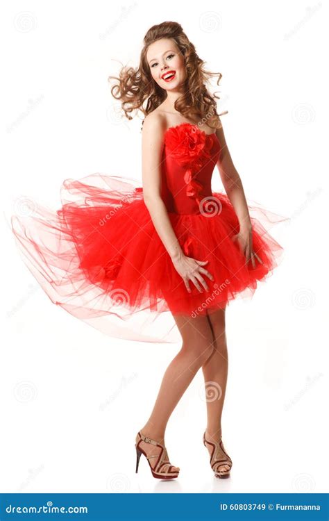 Pin Up In Red Stock Image Image Of Caucasian Cheerful 60803749