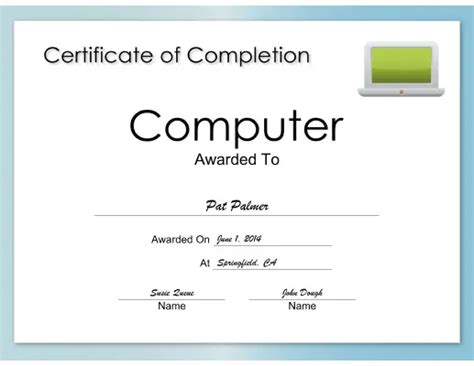 Computer Certificate Printable Certificate