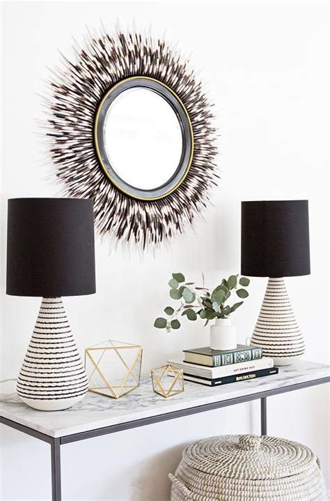 Marble Top Console Table With Porcupine Mirror