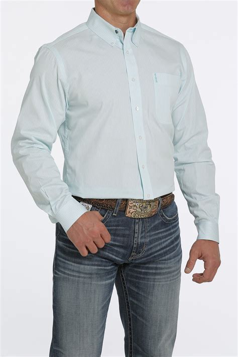 Cinch Jeans Mens Modern Fit Button Down Western Shirt Aqua