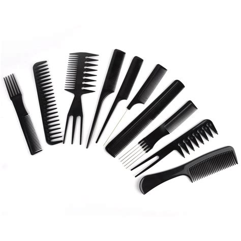 Mayitr 10in1 Professional Stylist Hairdressing Comb Kit Set Black Salon