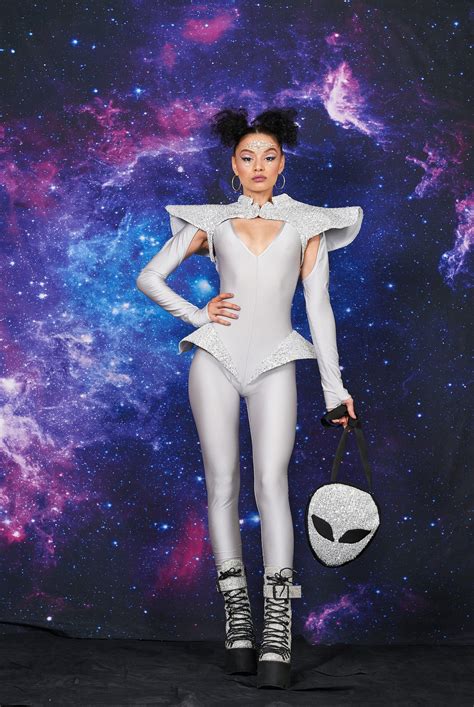 Silver Alien Bodysuit Seqin Alien Costume For Woman Etsy