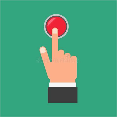 Pressing Finger On Red Button Stock Vector Image 71845713