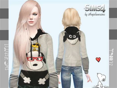 Angie Lover Sims Snoopy Sweatshirt Sims 4 Clothing Sims Sims 4