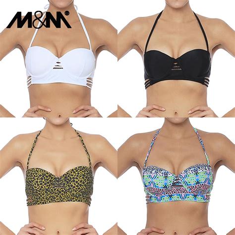 Mandm Women Solid Sexy Bandeaus Bikini Top Cutout Brazilian Girls Beach