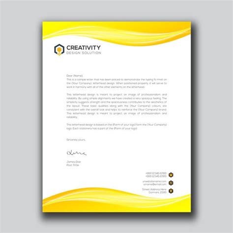 Diseño De Membrete Amarillo Letterhead Design Letterhead Template