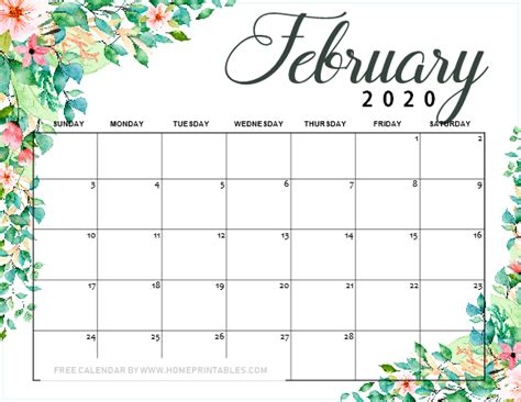 Free Printable February 2019 Calendar 01