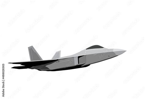 F 22 Raptor Stealth Fighter Jet Stylized Drawing Of A Modern Military