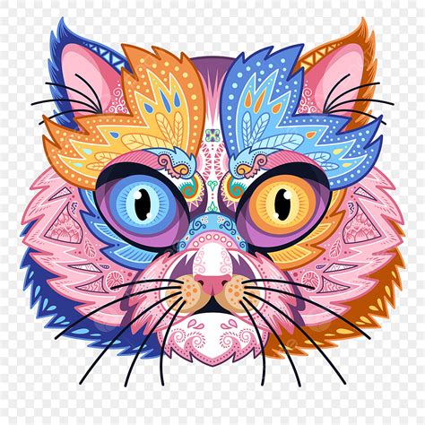 Mandala Cat Clipart Vector Art Mandala Pattern Cartoon Color Cat Cat