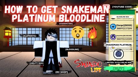 Code How To Get Snakeman Platinum In Shindo Life Youtube