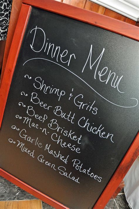 Write the buffet menu on a chalk board or wipe-off board Beer Butt