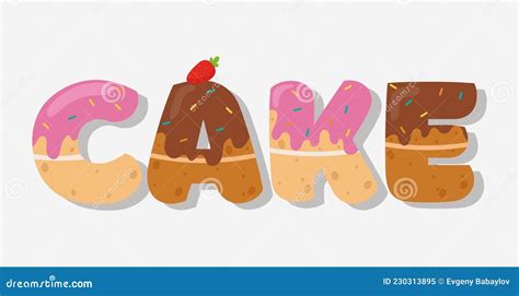 Word Cake Logo Stylized As Sweets Vector Stock Vector Illustration